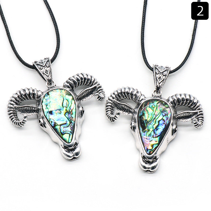 Abalone Shell Bull/Sheep Head Necklace