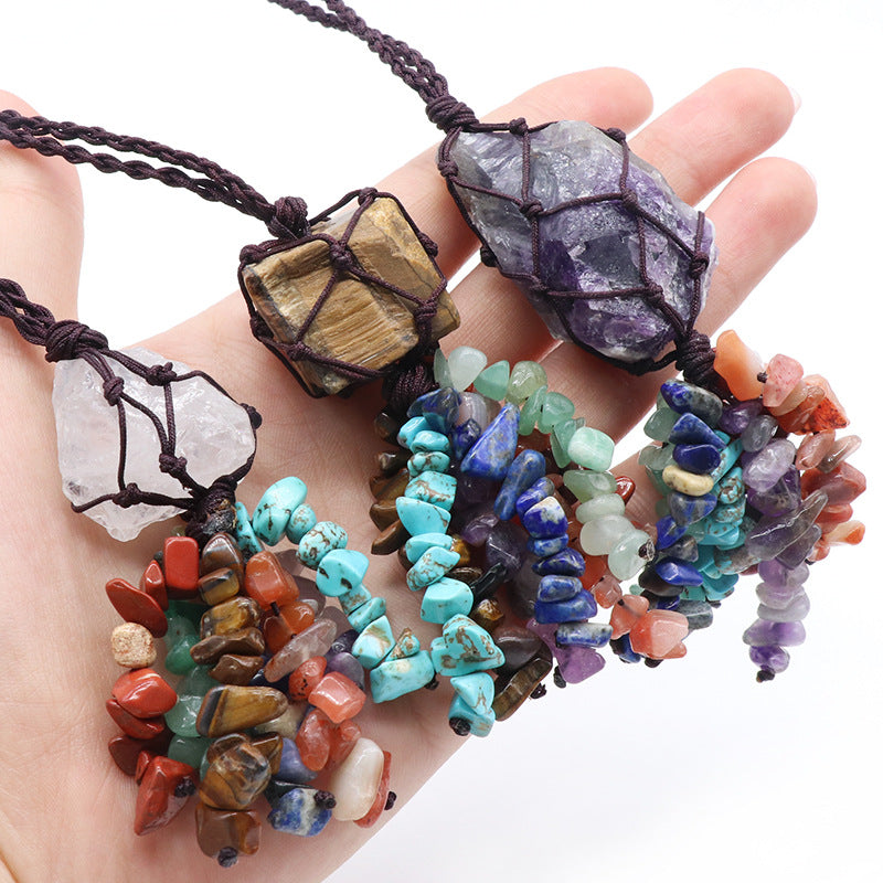 Chakra Chips Raw Crystal Car Hanging