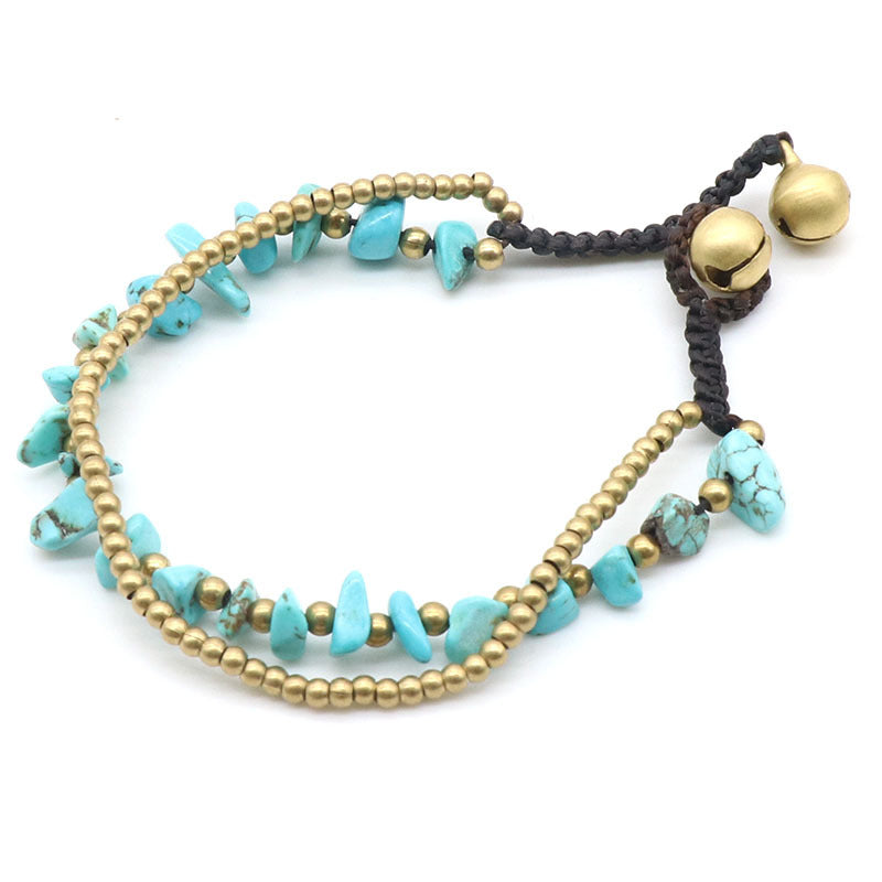 Crystal Chip&Gold Bell Bracelet