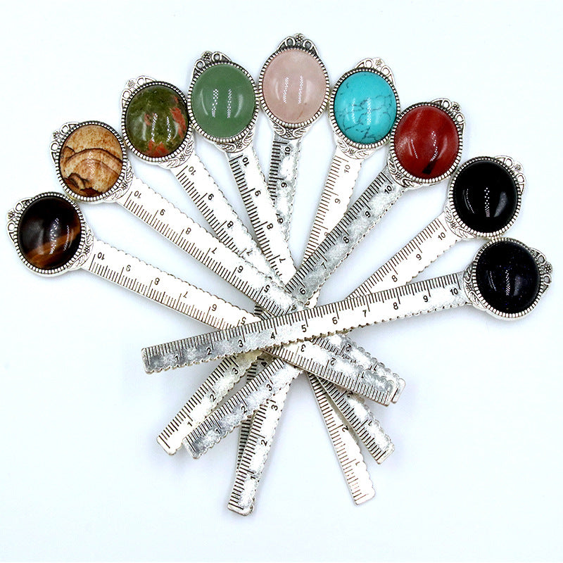 Crystal Stone Metal Bookmark Ruler