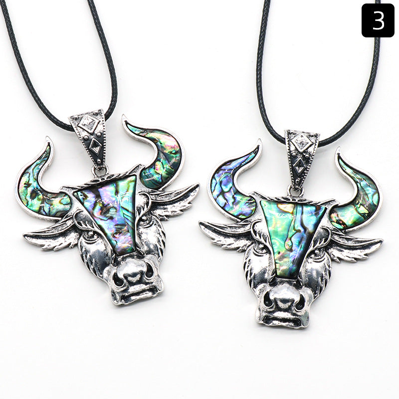 Abalone Shell Bull/Sheep Head Necklace