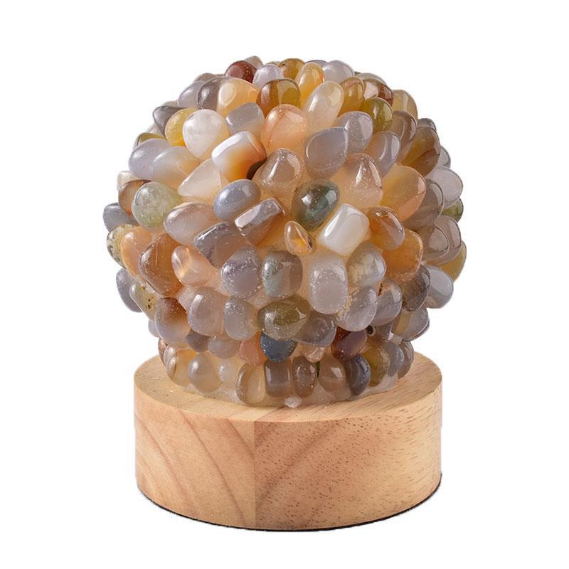 Crystal Rocks Lamp with Wooden Base