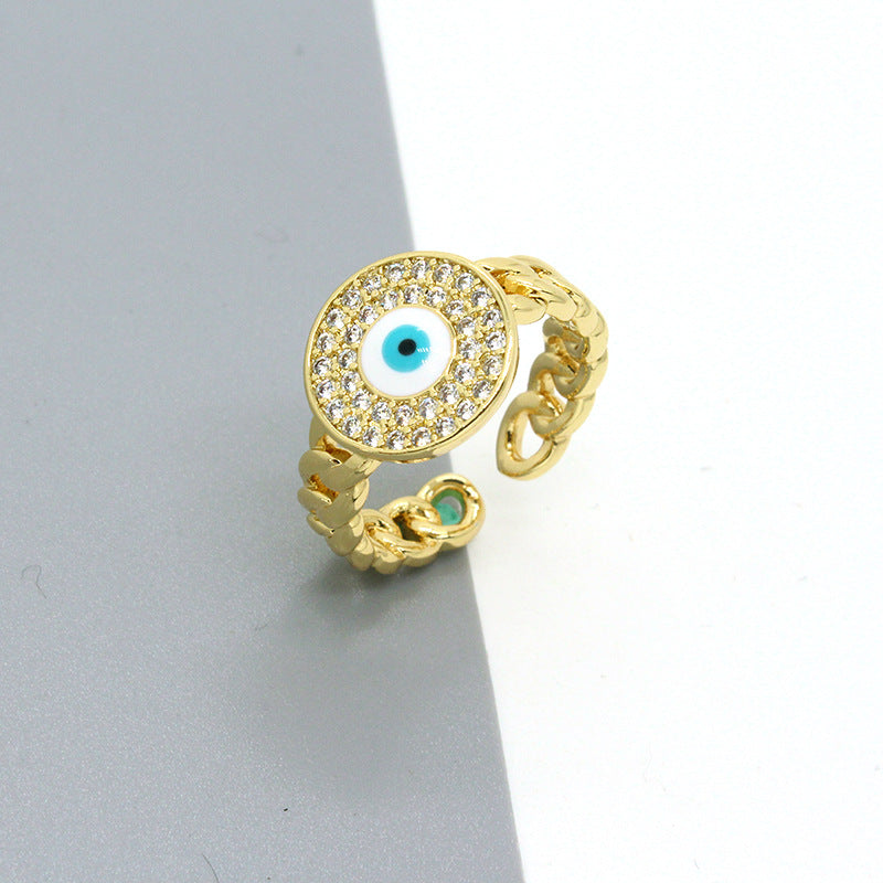 Gold Chain Evil Eye Ring