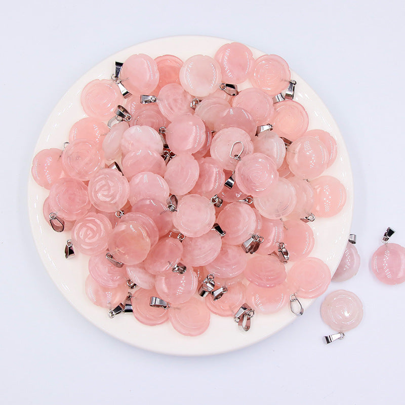 Rose Quartz Rose Necklace