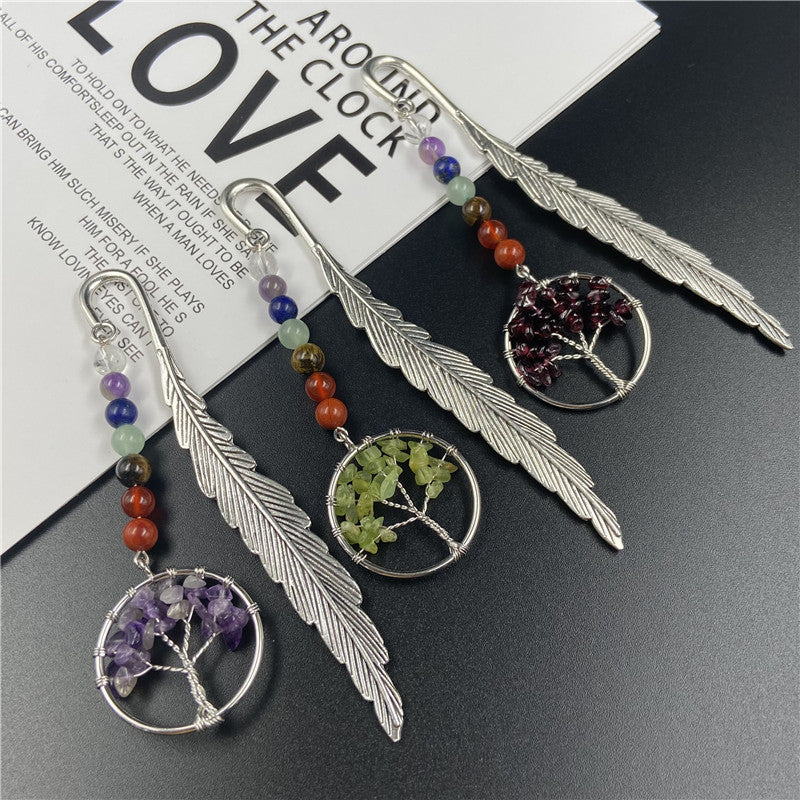 Life Tree Chakra Silver Feather Bookmark