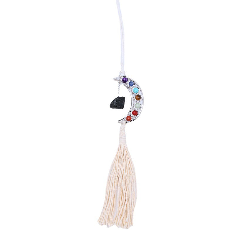 Chakra Moon Crystal Raw Hanging