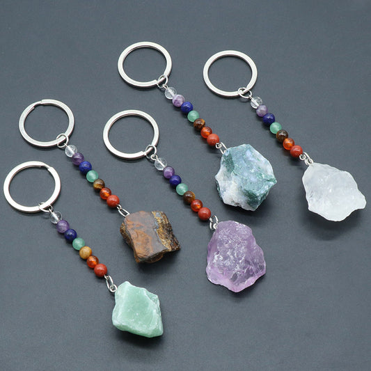 Crytsal Raw Chakra Key Chain