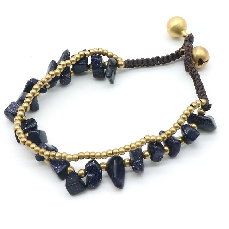 Crystal Chip&Gold Bell Bracelet