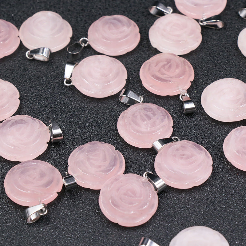 Rose Quartz Rose Necklace