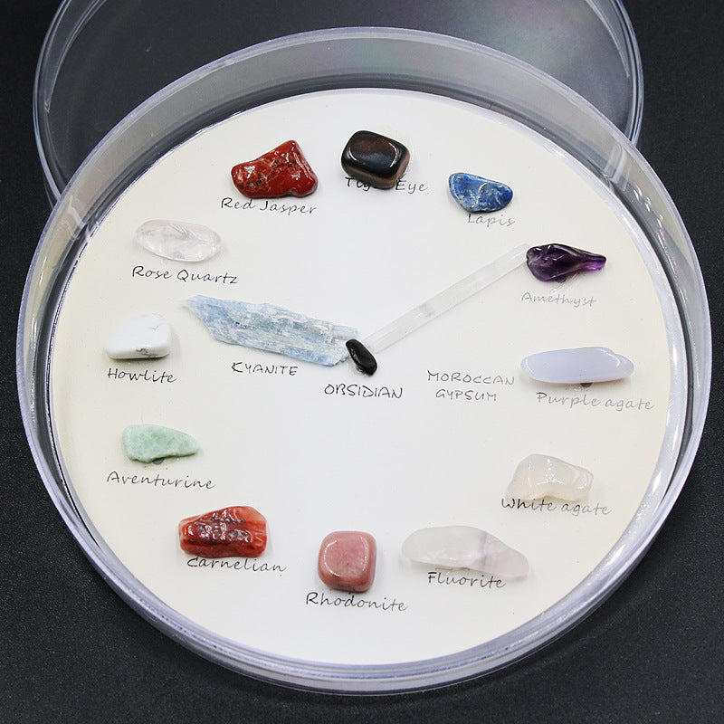 Clock Shaped Mineral Ore Specimens Gemstones Box