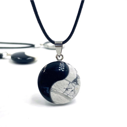 Yin Yang Symbol Crystal Necklace