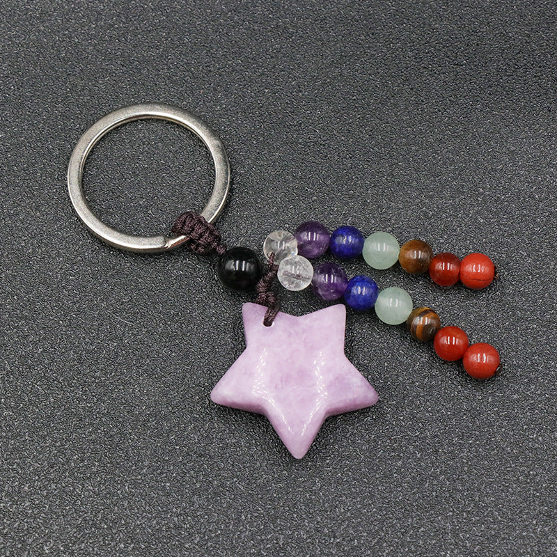 Chakra Bead&Crystal Star Keychain