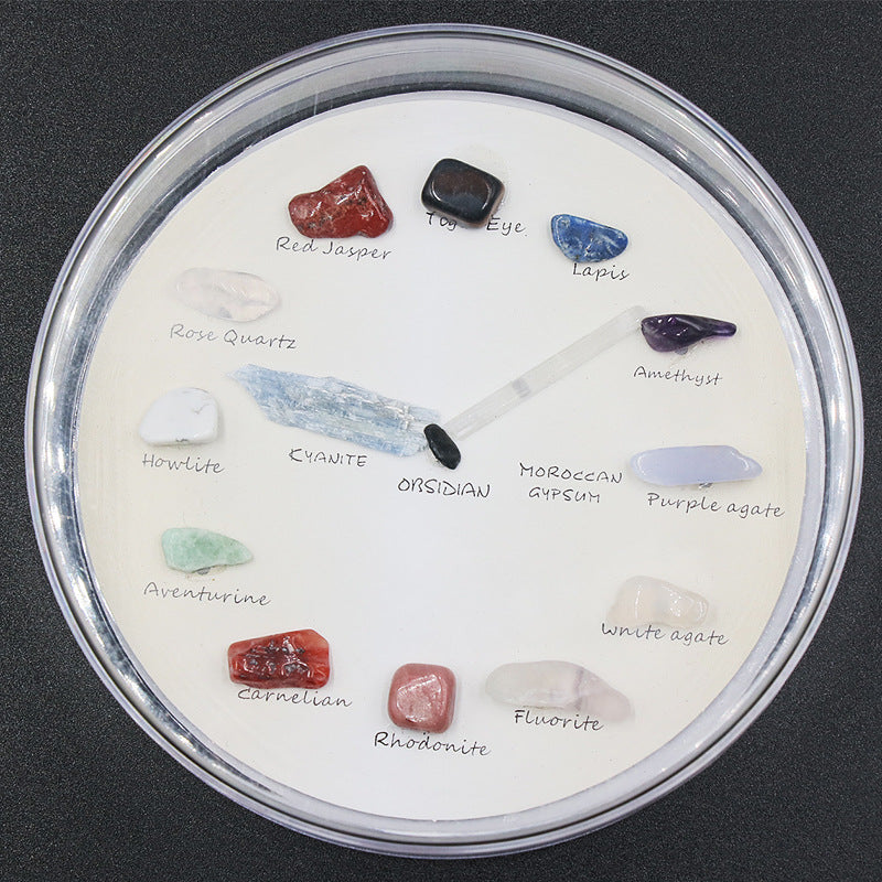 Clock Shaped Mineral Ore Specimens Gemstones Box