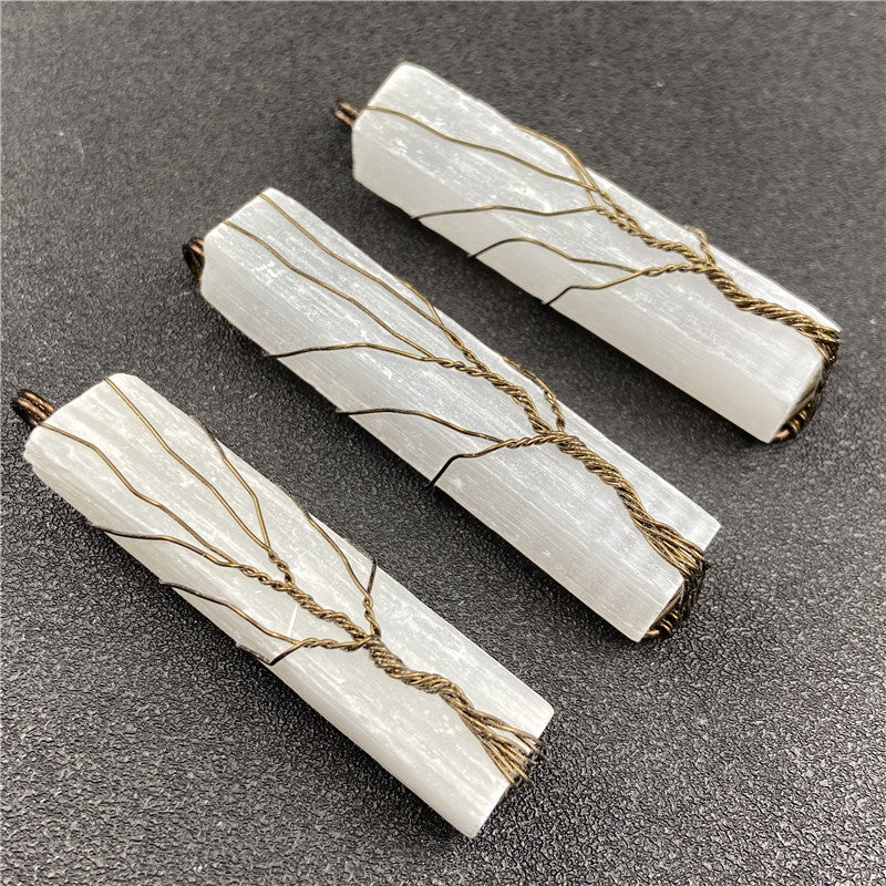 Cooper Wire Life Tree Selenite Pendant