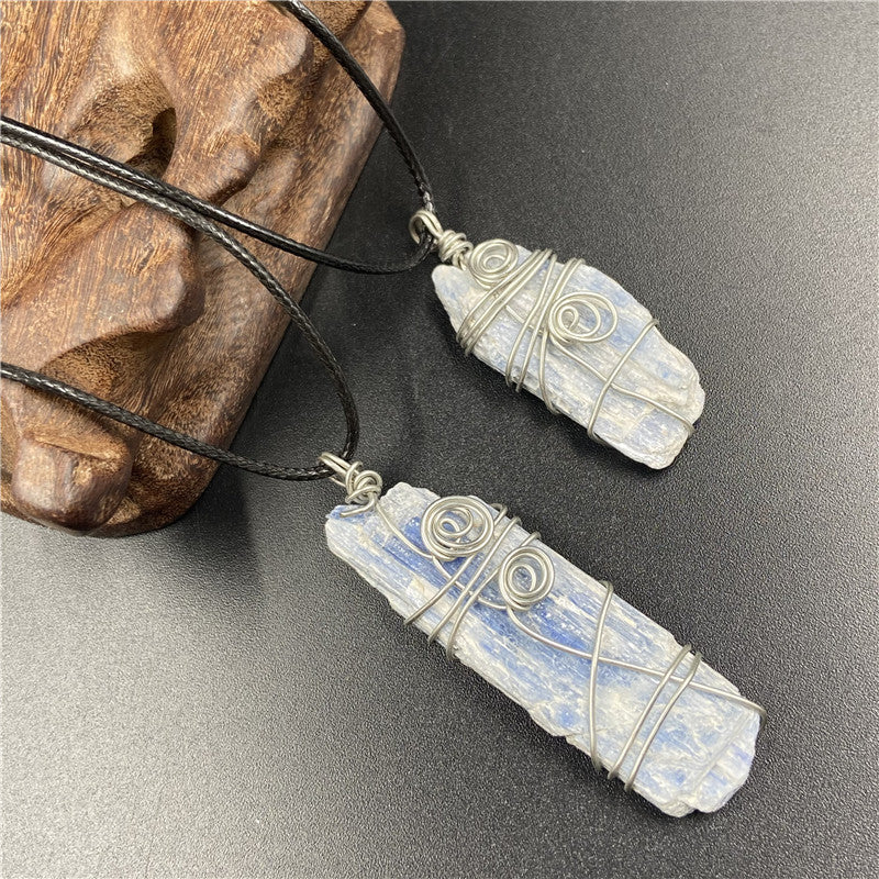 Kyanite Silver Wrapped Pendant