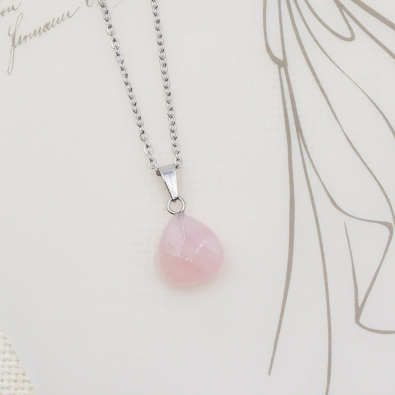 Rose Quartz Faceted Droplet Necklace