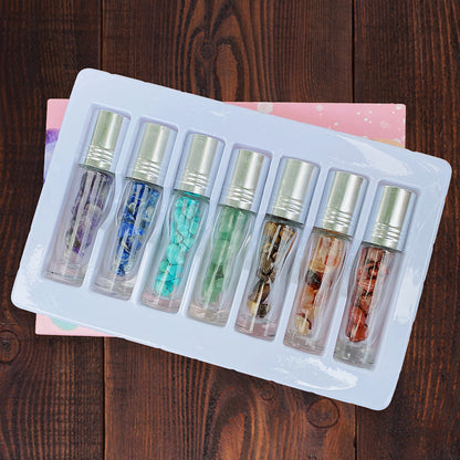 Chakra Crystal Essential Oil Roller Bottle Set