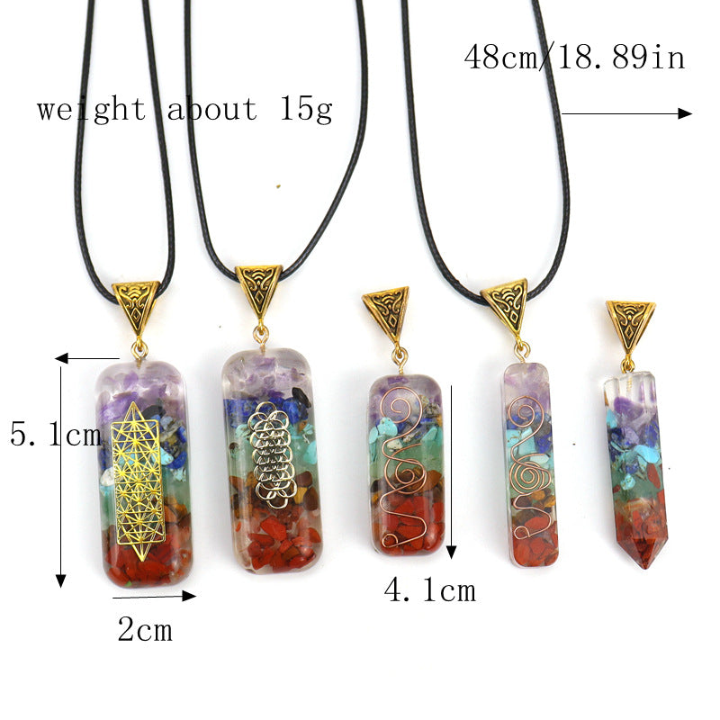 Chakra Chip Stones Orgone Pendant