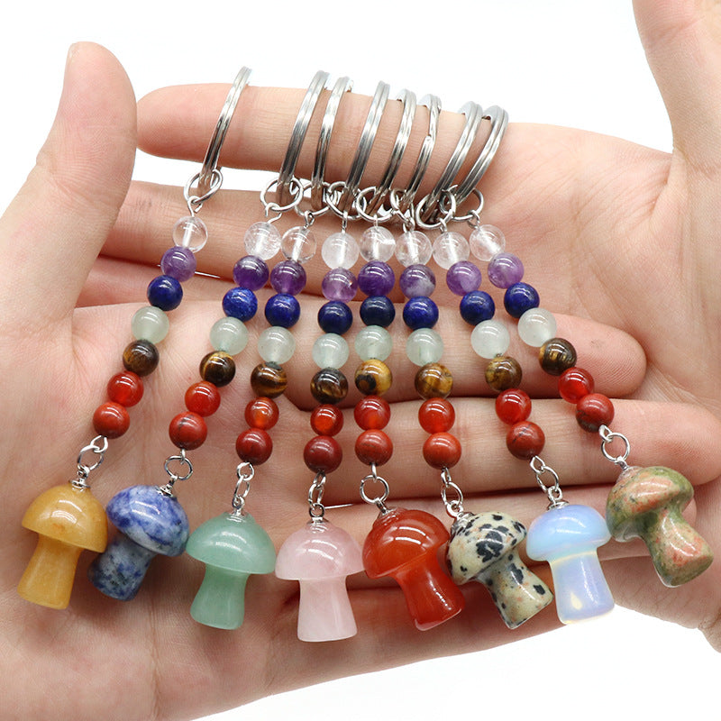 Crystal Mushroom Chakra Key Chain