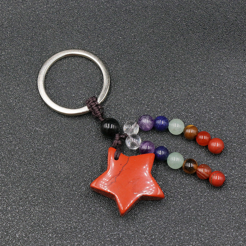 Chakra Bead&Crystal Star Keychain