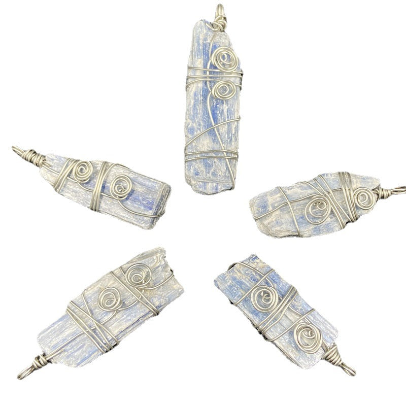 Kyanite Silver Wrapped Pendant