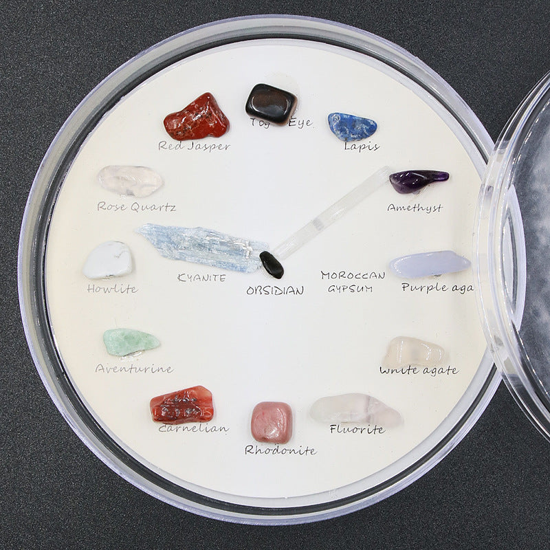 Clock Shaped Mineral Ore Specimens Gemstones Box