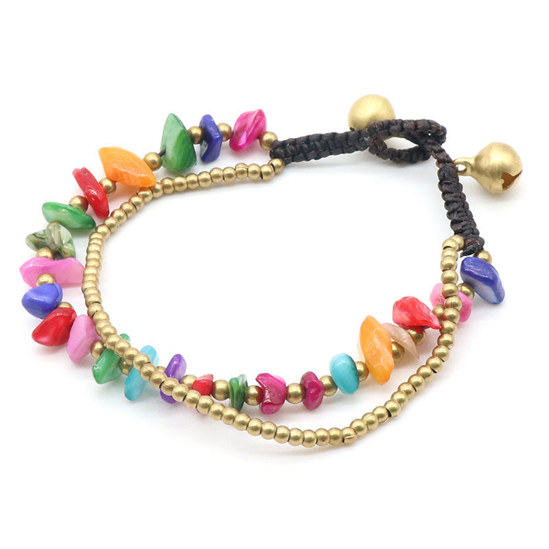 Crystal Chip&Gold Bell Bracelet