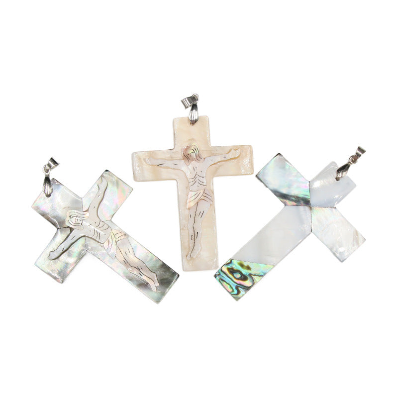 Abalone Shell Crucifixion of Jesus Pendant