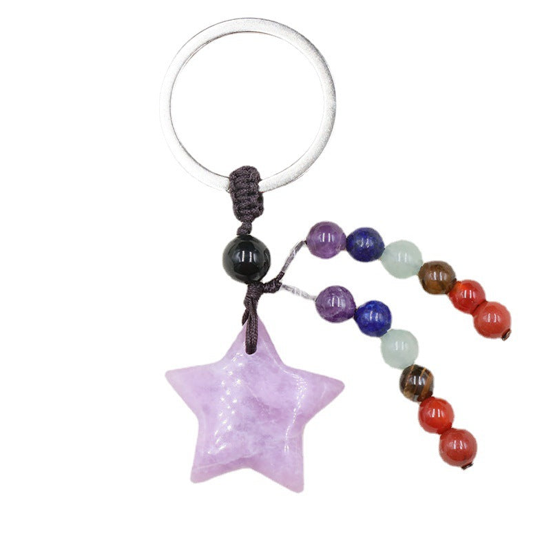 Chakra Bead&Crystal Star Keychain