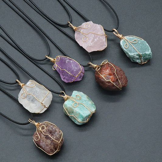 Raw Stone Wire Wrapped Necklace