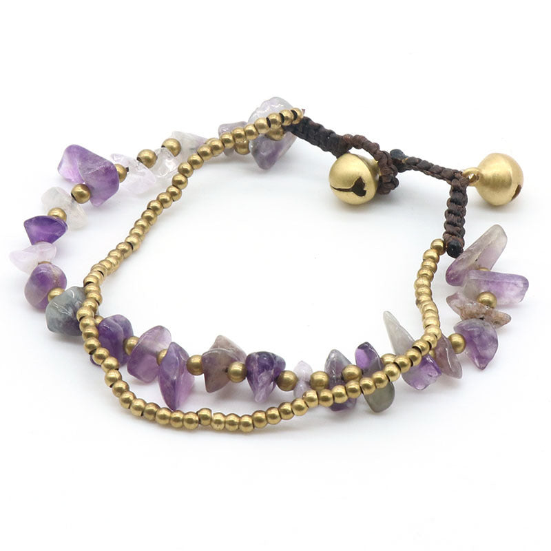 Crystal Chip&Gold Bell Bracelet