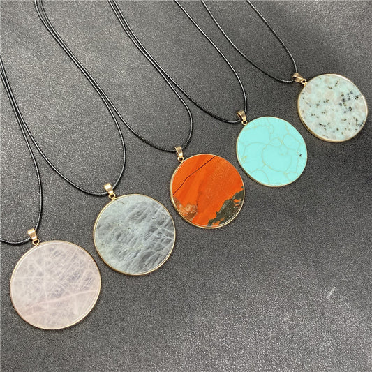 Crystal Round Slice Necklace