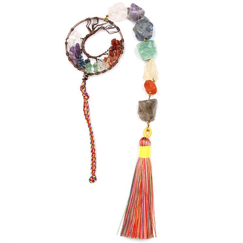 Chakra Life Tree Raw Crystal Hanging