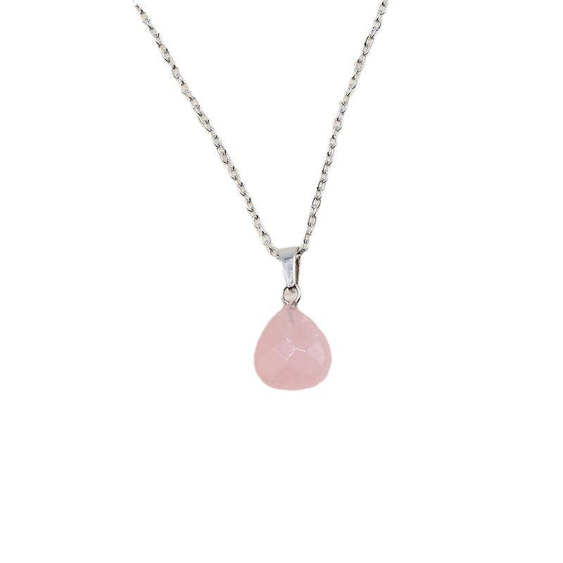 Rose Quartz Faceted Droplet Necklace