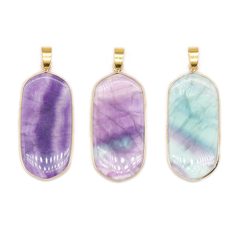 Gold Round Plated Fluorite Pendant