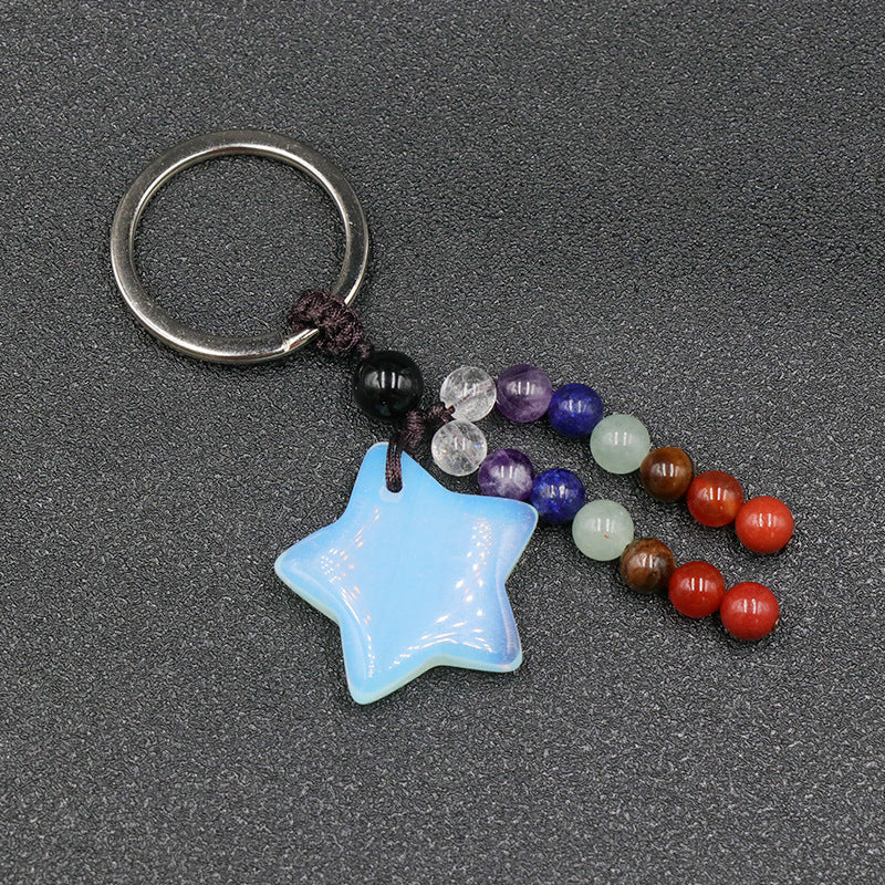 Chakra Bead&Crystal Star Keychain