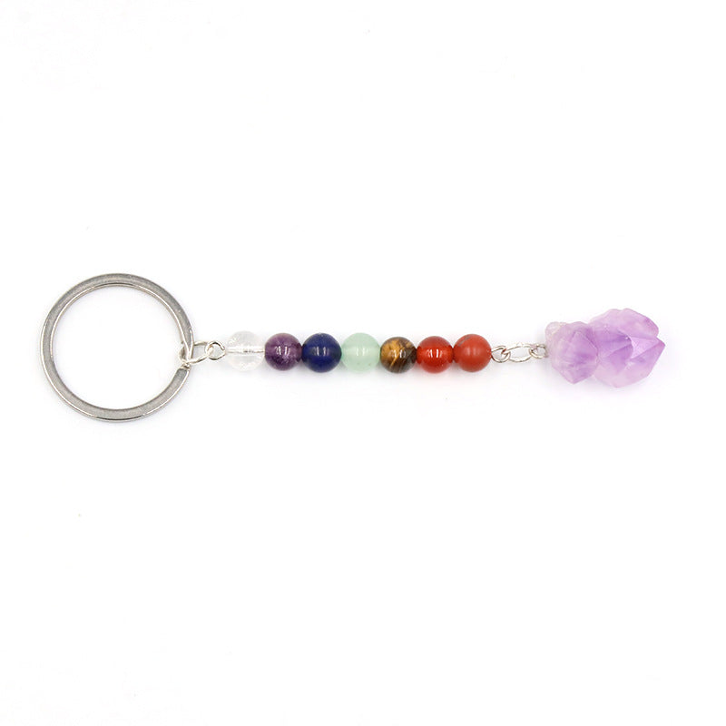 Chakra Bead Amethyst Teeth Keychain