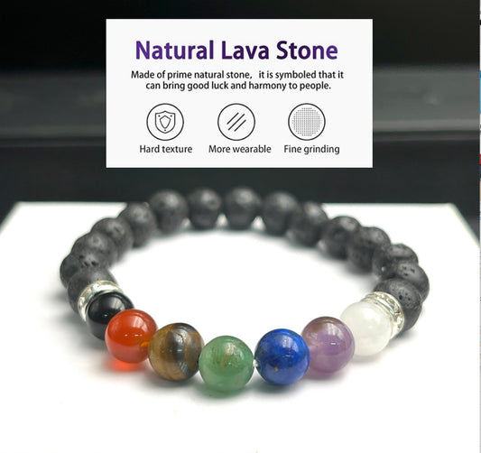 Lava Stone Chakra Bracelet