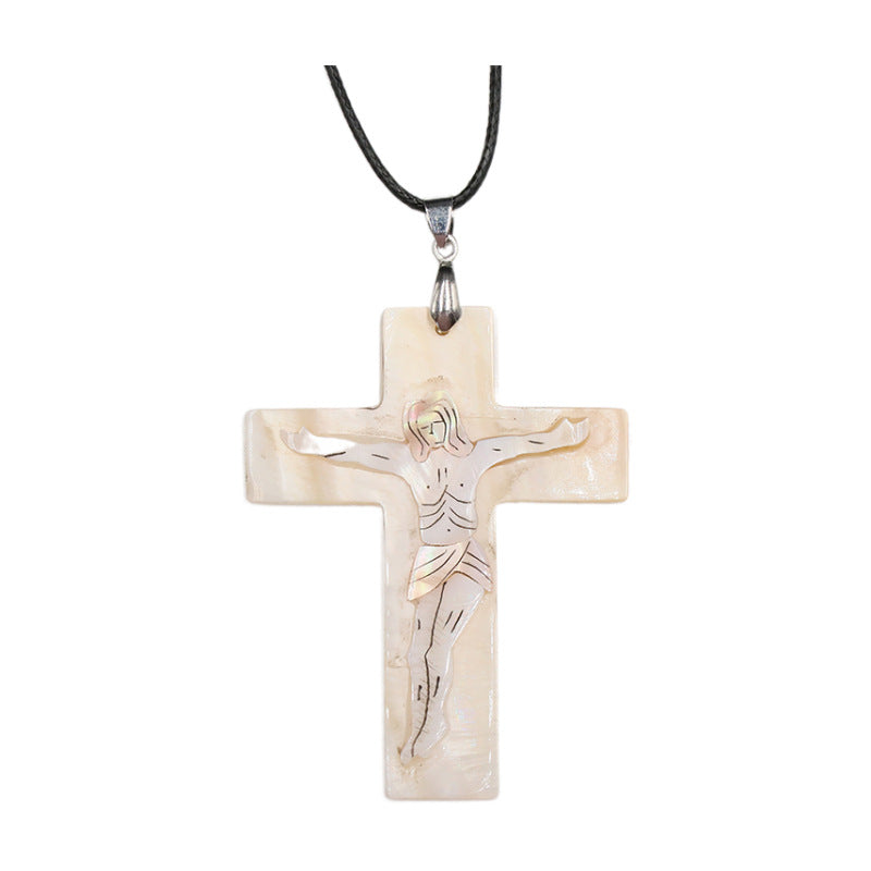 Abalone Shell Crucifixion of Jesus Pendant