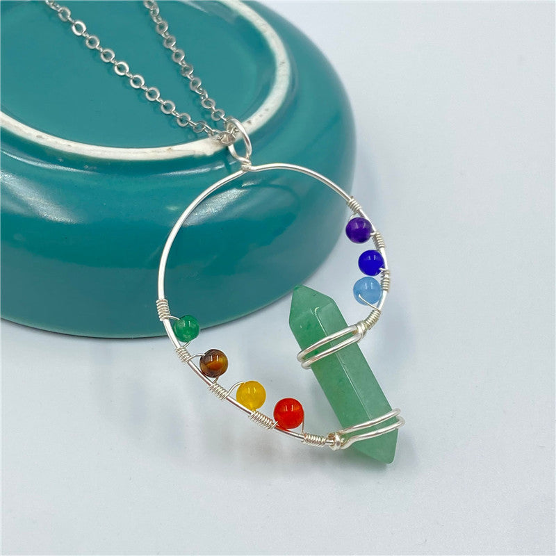 Chakra Bead Double Point Pendant