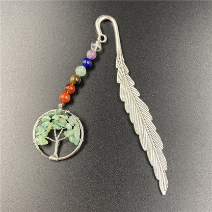 Life Tree Chakra Silver Feather Bookmark