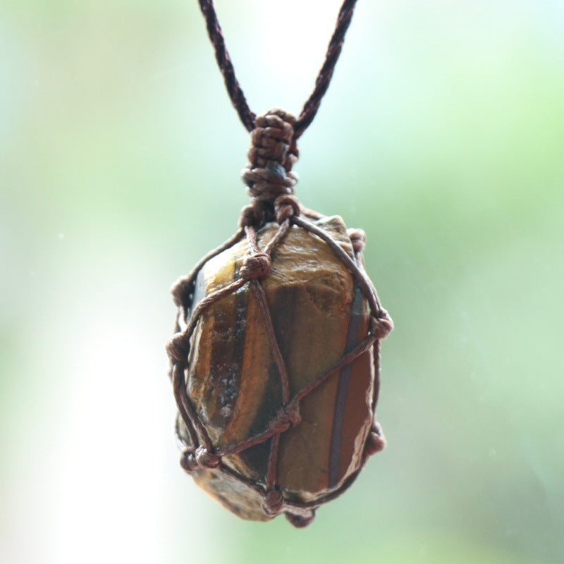 Crystal Raw Nut Bag Necklace