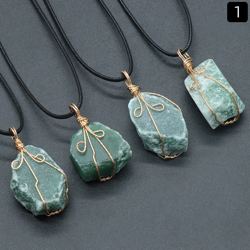 Raw Stone Wire Wrapped Necklace