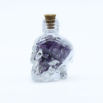 Skull Shaped Crystal Chip Wishing Bottle