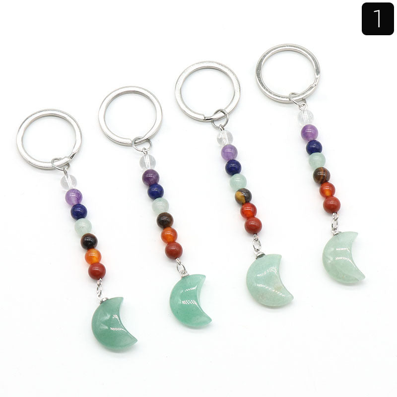 Crystal Moon Star Chakra Key Chain