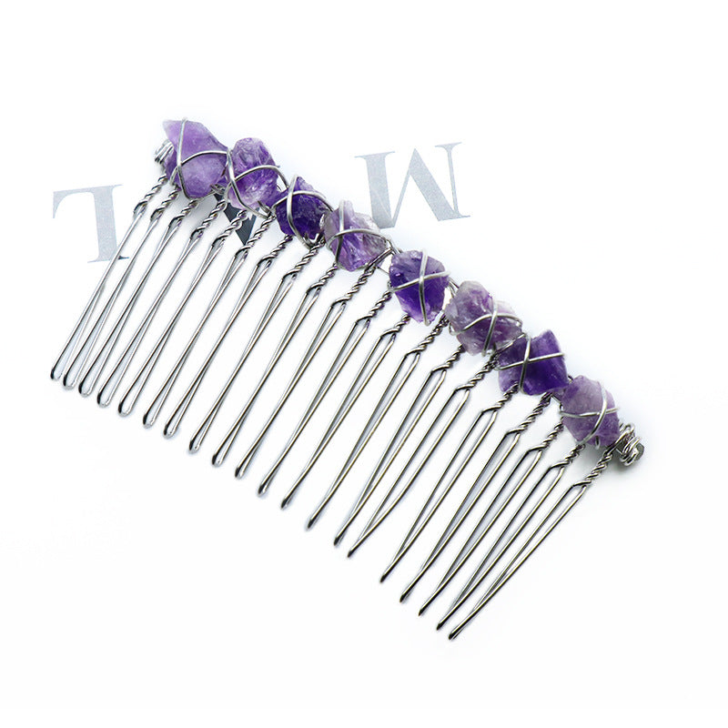 Natural Crystal Teeth Comb Hairpin