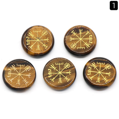 Viking Compass Round Button Stone