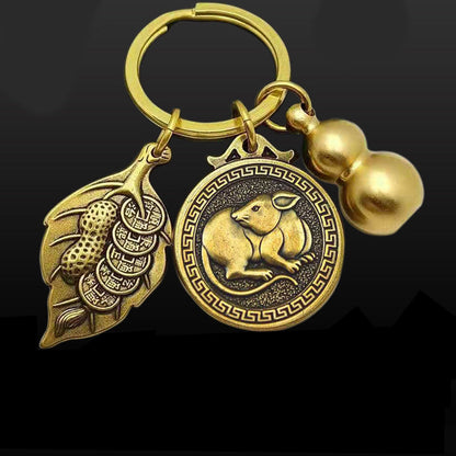 12 Zodiac Animal Brass Keychain