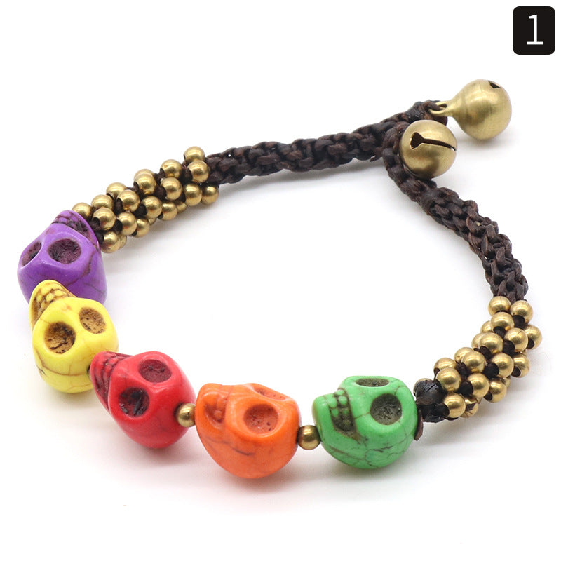 Day of the Dead Colorful Turquoise Skull Bracelet