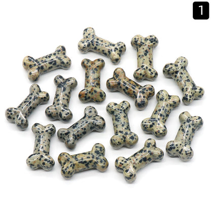 Natural Gem Stones Dog Bone Charms Figurines